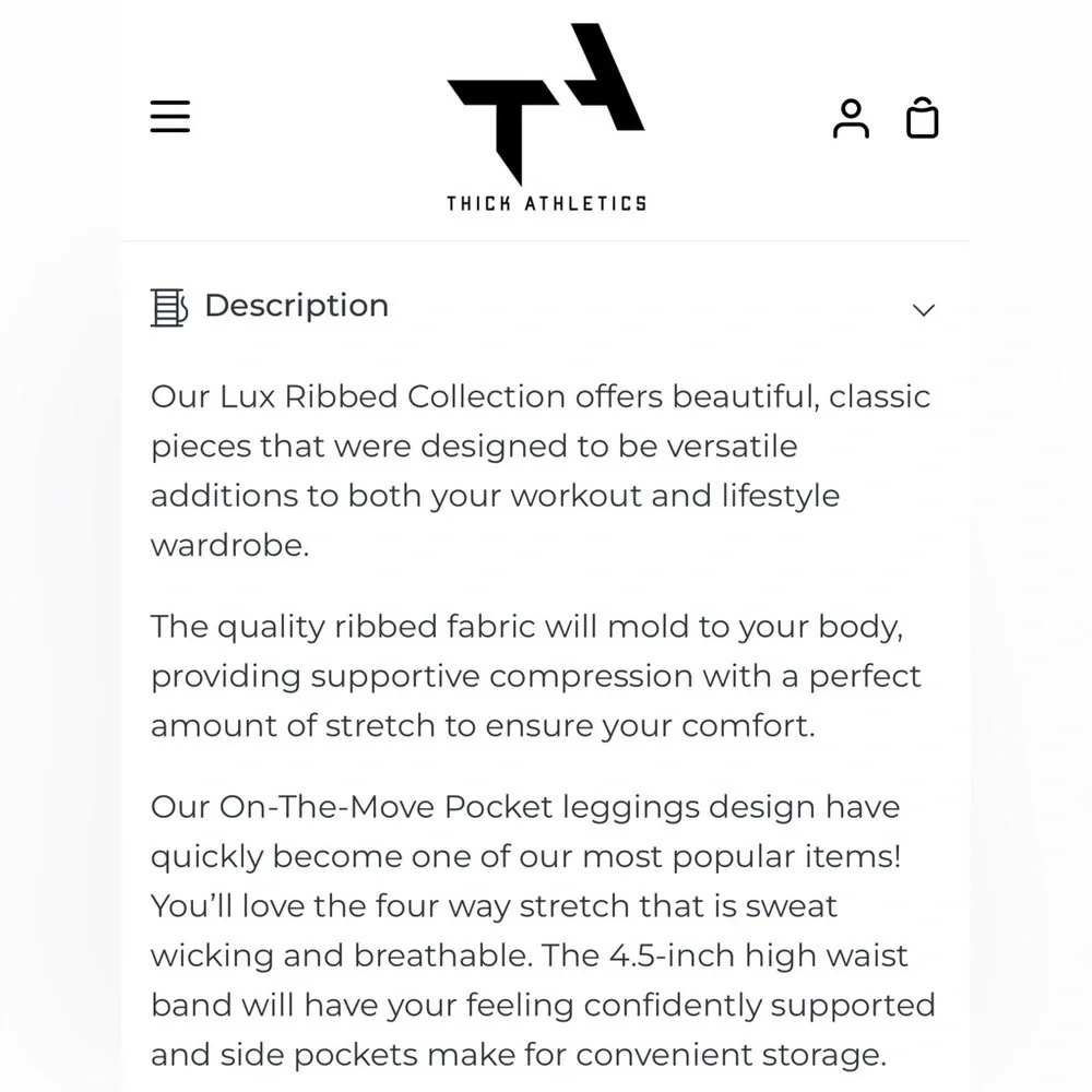 Thick Athletics LUX Ribbed On-the-Move Purple Leggings Side Pockets - Picture 10 of 12